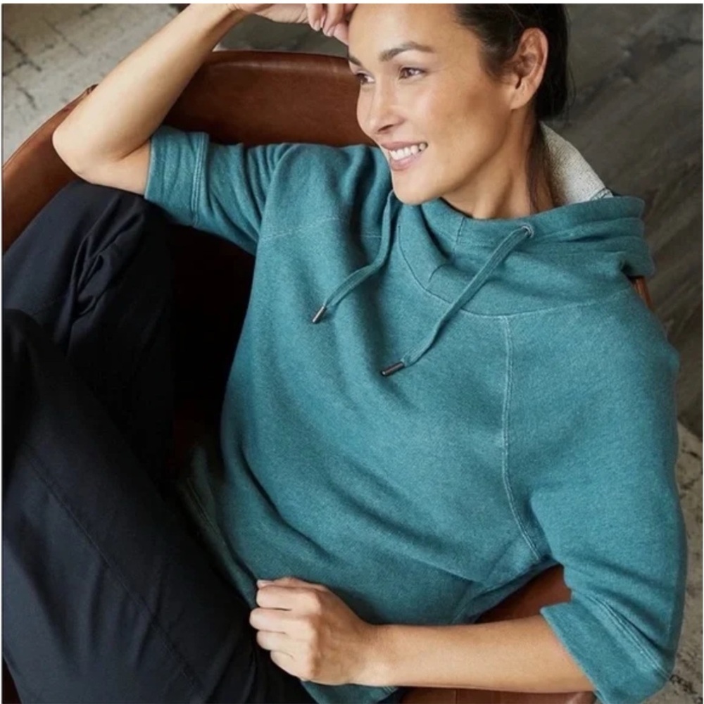 Pact Teal Cowl-Neck Pullover Hoodie - Picture 7 of 11